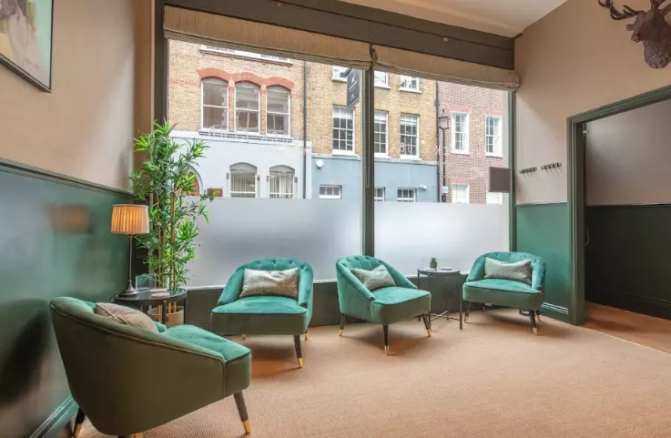 An office with natural light.