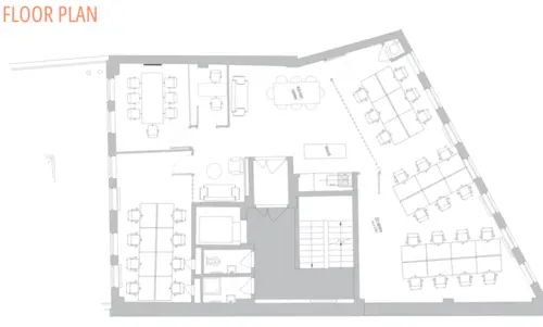 Floor plan of full time office workspace in Pop House