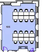 Floor plan of full time office workspace in Walworth Town Hall.