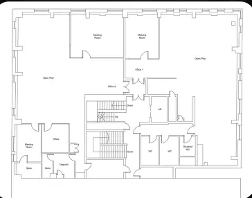 Floor plan of full time office workspace in 176 179 Shoreditch High Street