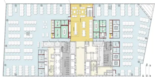 Floor plan of full time office workspace in 10 York Road