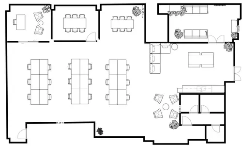 Floor plan of full time office workspace in 19-20 Berners Street