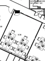 Floor plan of full time office workspace in Industrious 30 Crown Place