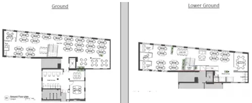 Floor plan of full time office workspace in 21a John Street