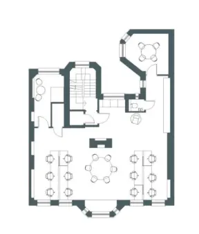 Floor plan of full time office workspace in Colliers 3-5 Duke Street
