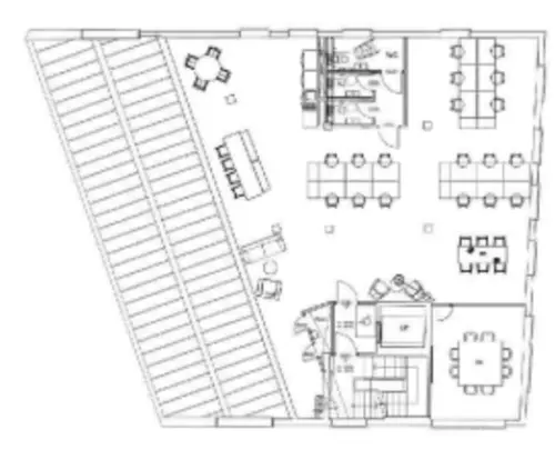Floor plan of full time office workspace in 5 Sycamore Street