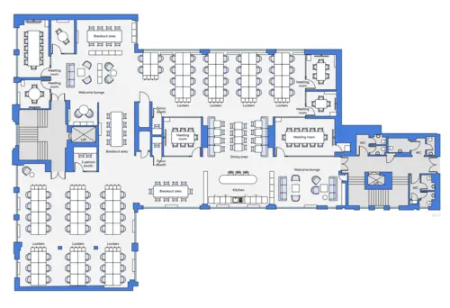 Floor plan of full time office workspace in Elsey House