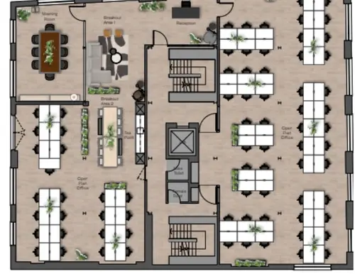 Floor plan of full time office workspace in Nutmeg House