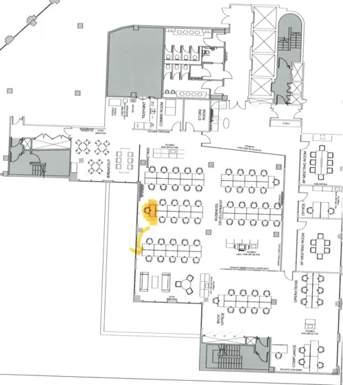 Floor plan of full time office workspace in King William
