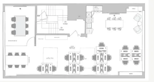 Floor plan of full time office workspace in Metspace Fulwood Place