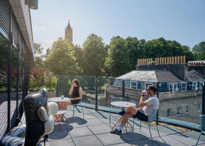 Coworking area and breakout space in Origin Workspace