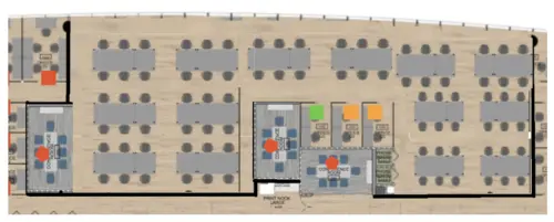 Floor plan of full time office workspace in beyond Aldgate Tower 