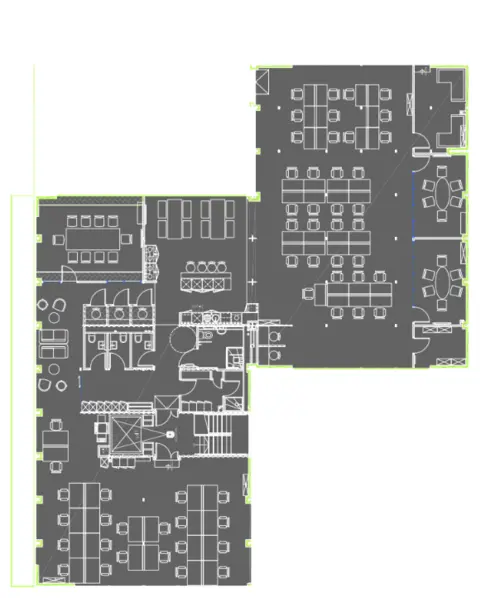 Floor plan of full time office workspace in 212 Regent's Park Road