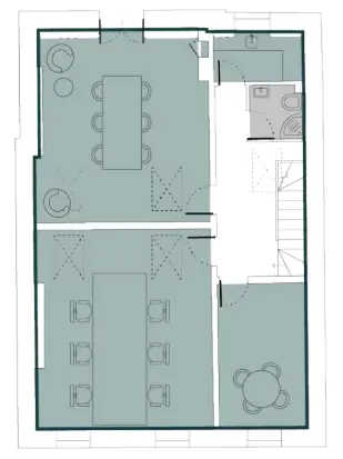 Floor plan of full time office workspace in Colliers 3 Fitzhardinge Street