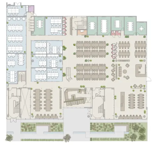 Floor plan of full time office workspace in Kindling with Oneder White City