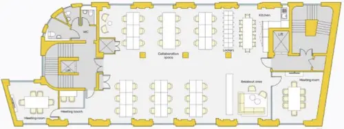 Floor plan of full time office workspace in 19 Wells Street Gpe 
