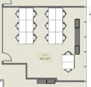 Floor plan of full time office workspace in Studio Y