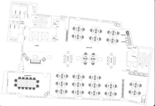 Floor plan of full time office workspace in Workplace+ 80 Leadenhall Street