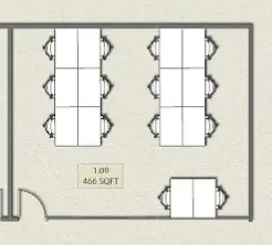 Floor plan of full time office workspace in Studio Y