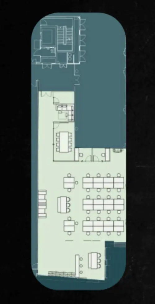 Floor plan of full time office workspace in Workplace+ Kings House