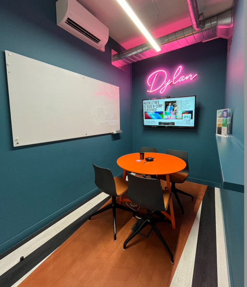 Meeting room at Huckletree Ancoats, Manchester