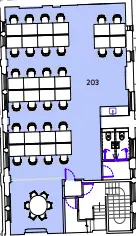 Floor plan of full time office workspace in Walworth Town Hall.