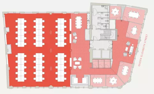Floor plan of full time office workspace in Goat Yard