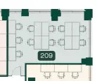 Floor plan of full time office workspace in Chiswick Works