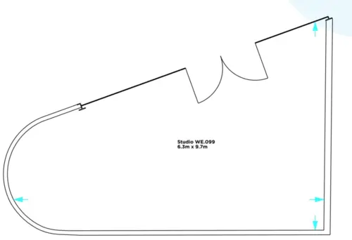 Floor plan of full time office workspace in Westbourne Studios