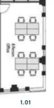 Floor plan of full time office workspace in Industrious 24 Chiswell Street