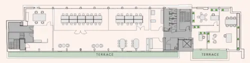Floor plan of full time office workspace in The Fjord Building, 20 New Wharf Road