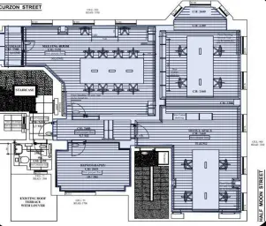 Floor plan of full time office workspace in 48 Curzon Street