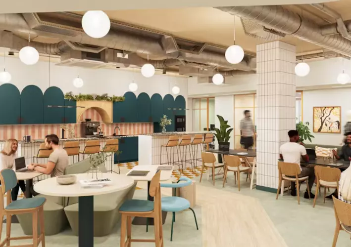 Coworking area and breakout space in Runway East Bath