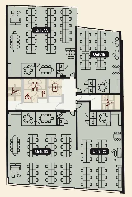 Floor plan of full time office workspace in 6 Orsman Road