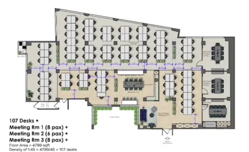 Floor plan of full time office workspace in Dorrington The Clove Building