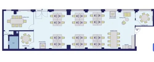 Floor plan of full time office workspace in 87a Worship Street
