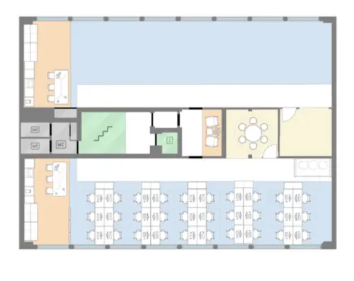 Floor plan of full time office workspace in 192-198 Vauxhall Bridge Road