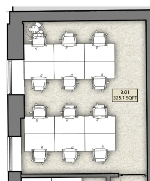 Floor plan of full time office workspace in 76 Portland Place