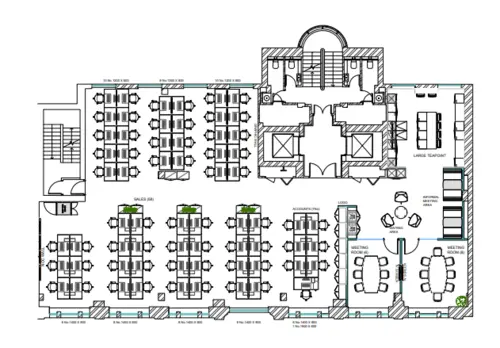 Floor plan of full time office workspace in Noble Harris 42 New Broad Street