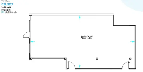 Floor plan of full time office workspace in Canalot studios
