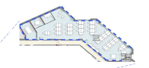 Floor plan of full time office workspace in 8 Devonshire Square