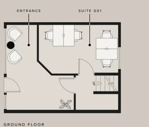 Floor plan of full time office workspace in 6 Dorset Street