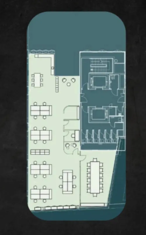 Floor plan of full time office workspace in Workplace+ Kings House