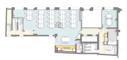 Floor plan of full time office workspace in 77 Leadenhall Street