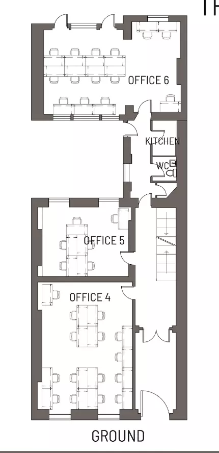 Floor plan of full time office workspace in Bedford Square