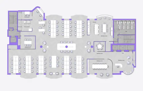 Floor plan of full time office workspace in 6 St Andrew St
