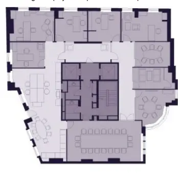 Floor plan of full time office workspace in 55 Blandford St