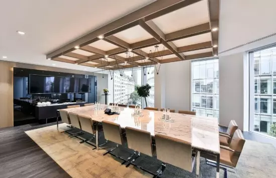 An office space with 16 people meeting room.