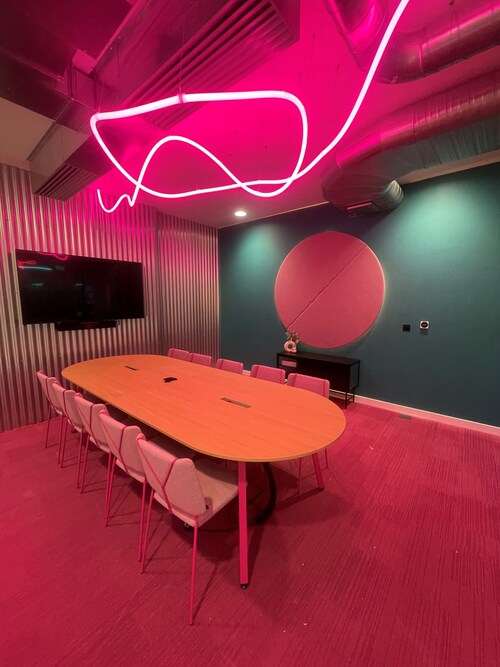 Meeting room at Huckletree Ancoats, Manchester