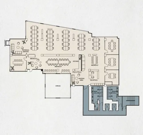 Floor plan of full time office workspace in Beem: The Clove Building